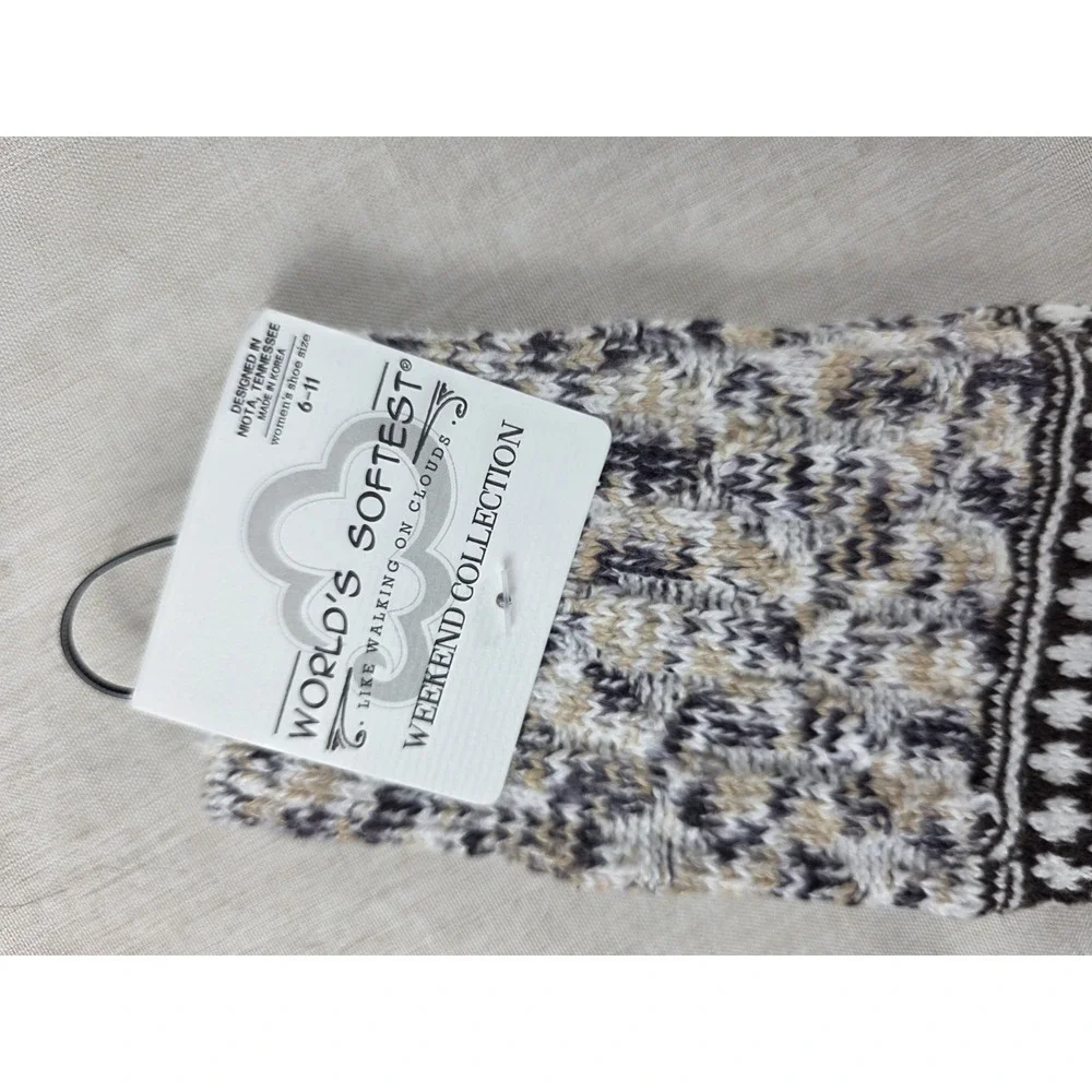 World's Softest Socks Weekend Gray & Beige Womens 6-11 Cookie Dough Multi